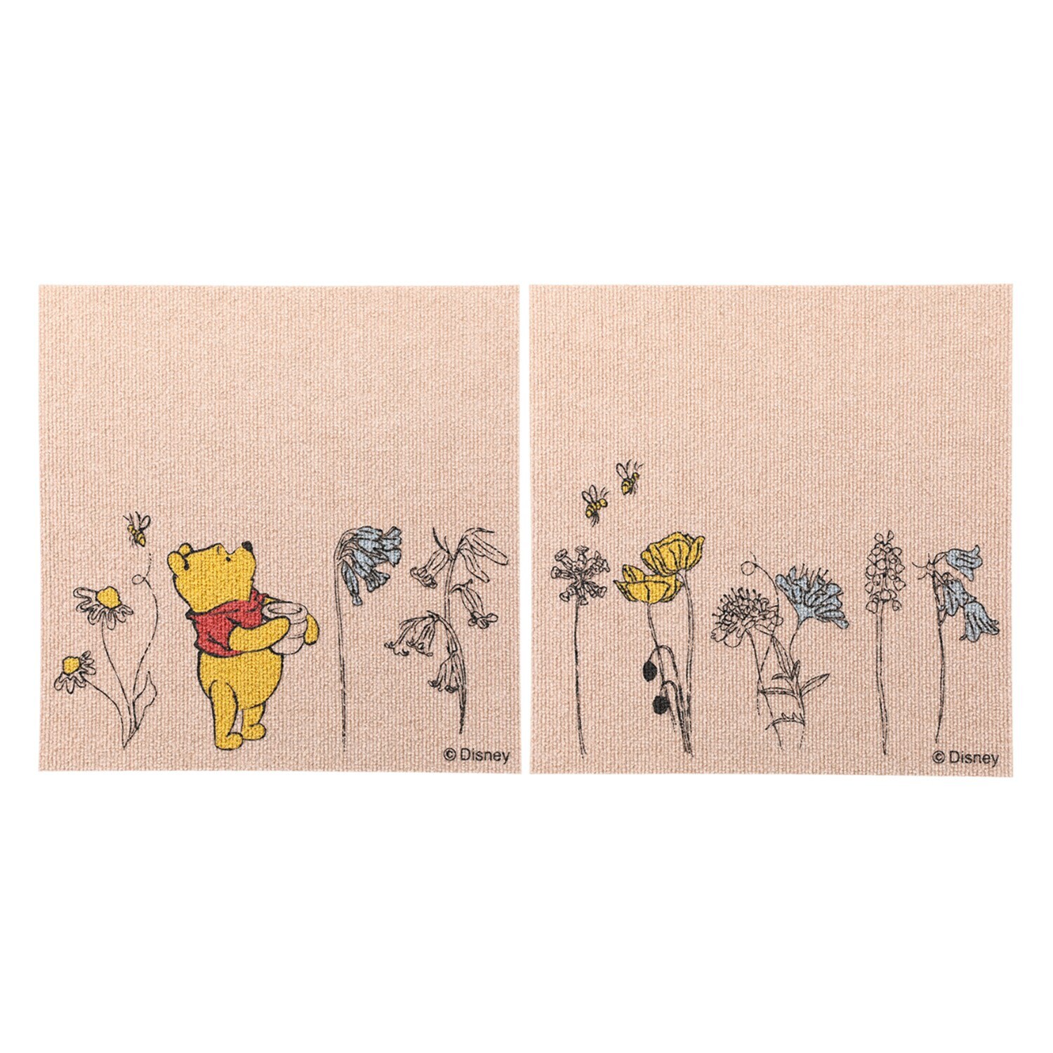 おくだけ吸着 タイルマット くまのプーさん ４５ｃｍ　２枚入