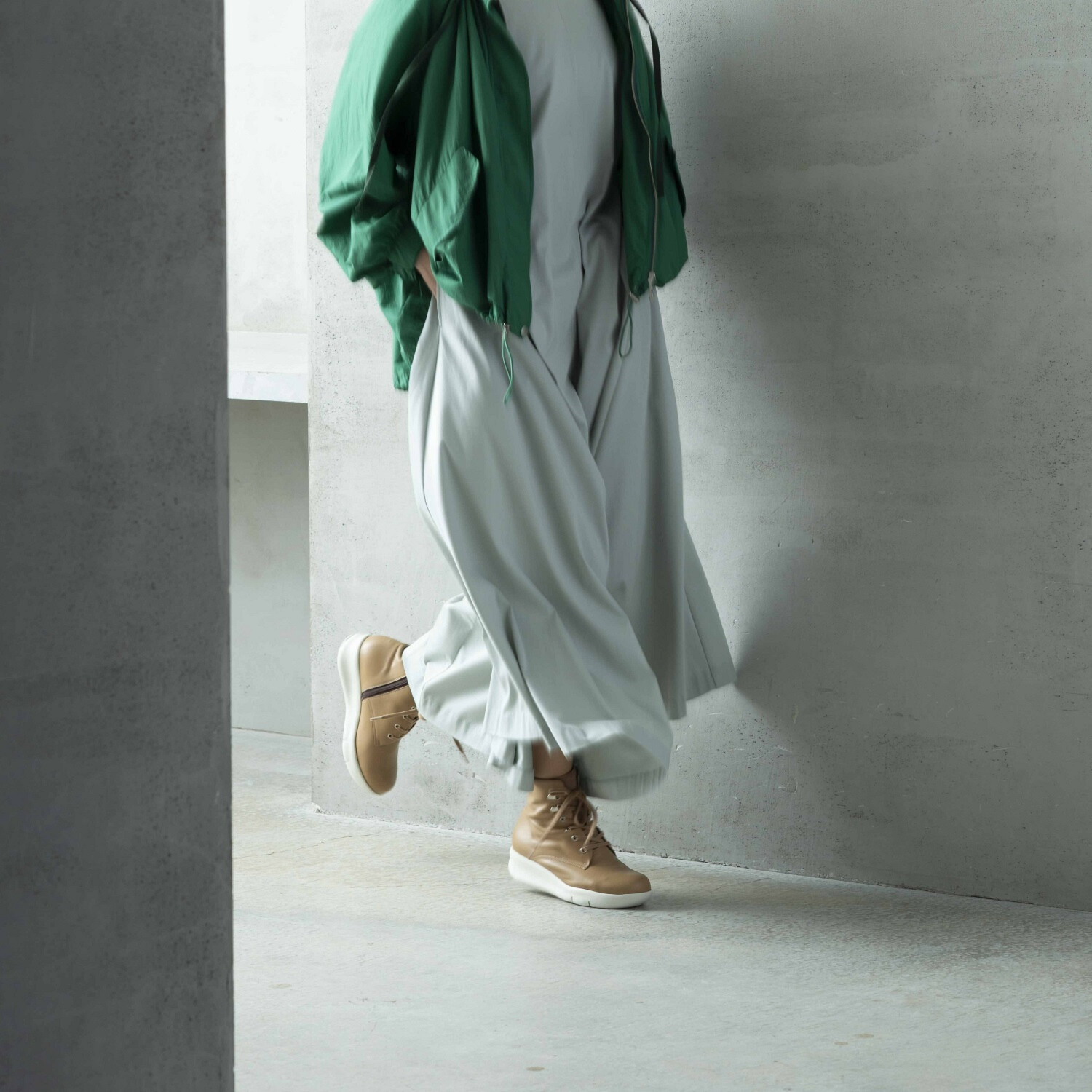 ミスキョウコ 日本製 ソフト牛革 レースアップ アクティブブーツ