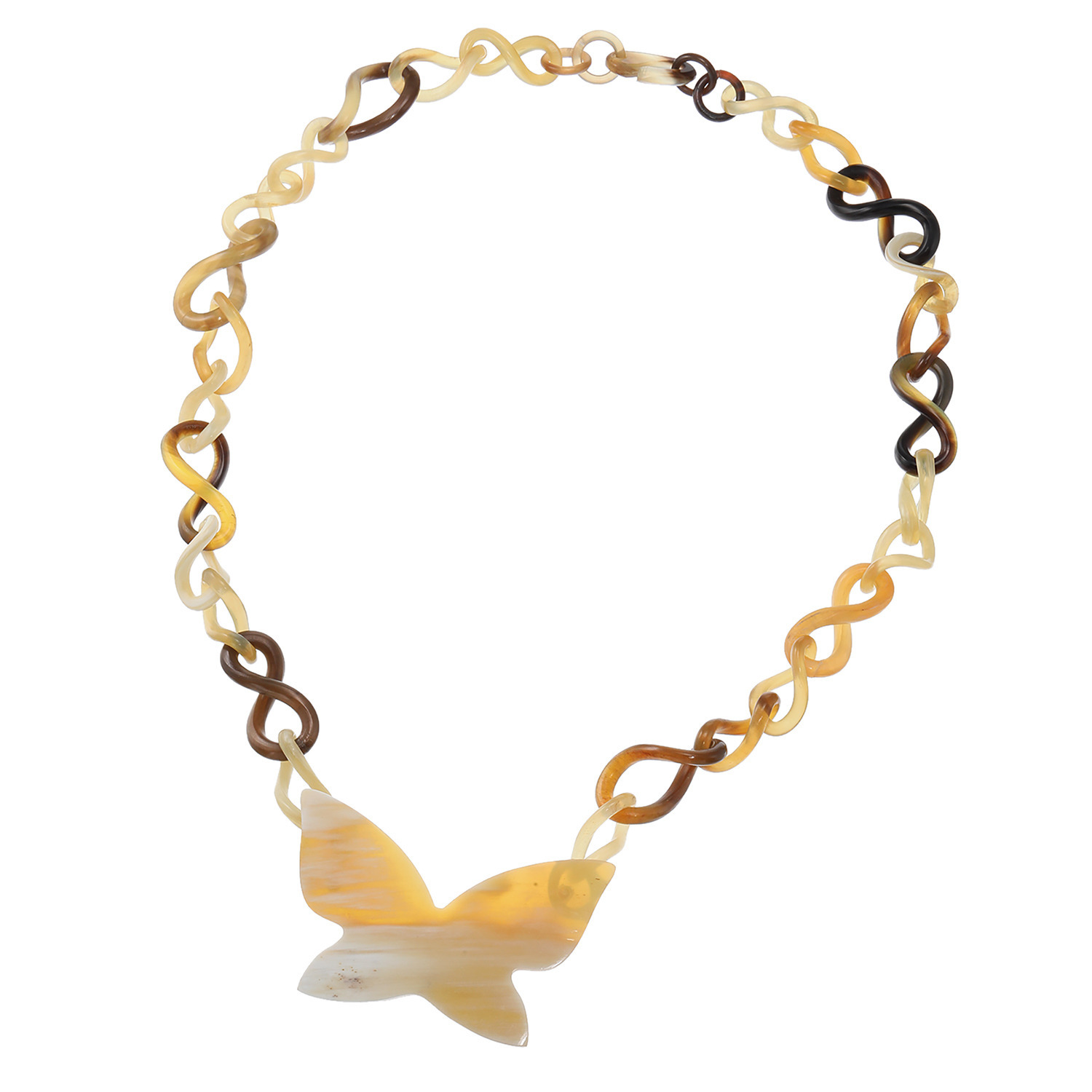 ミル・レーヴ 水牛 バタフライデザイン ロングネックレス