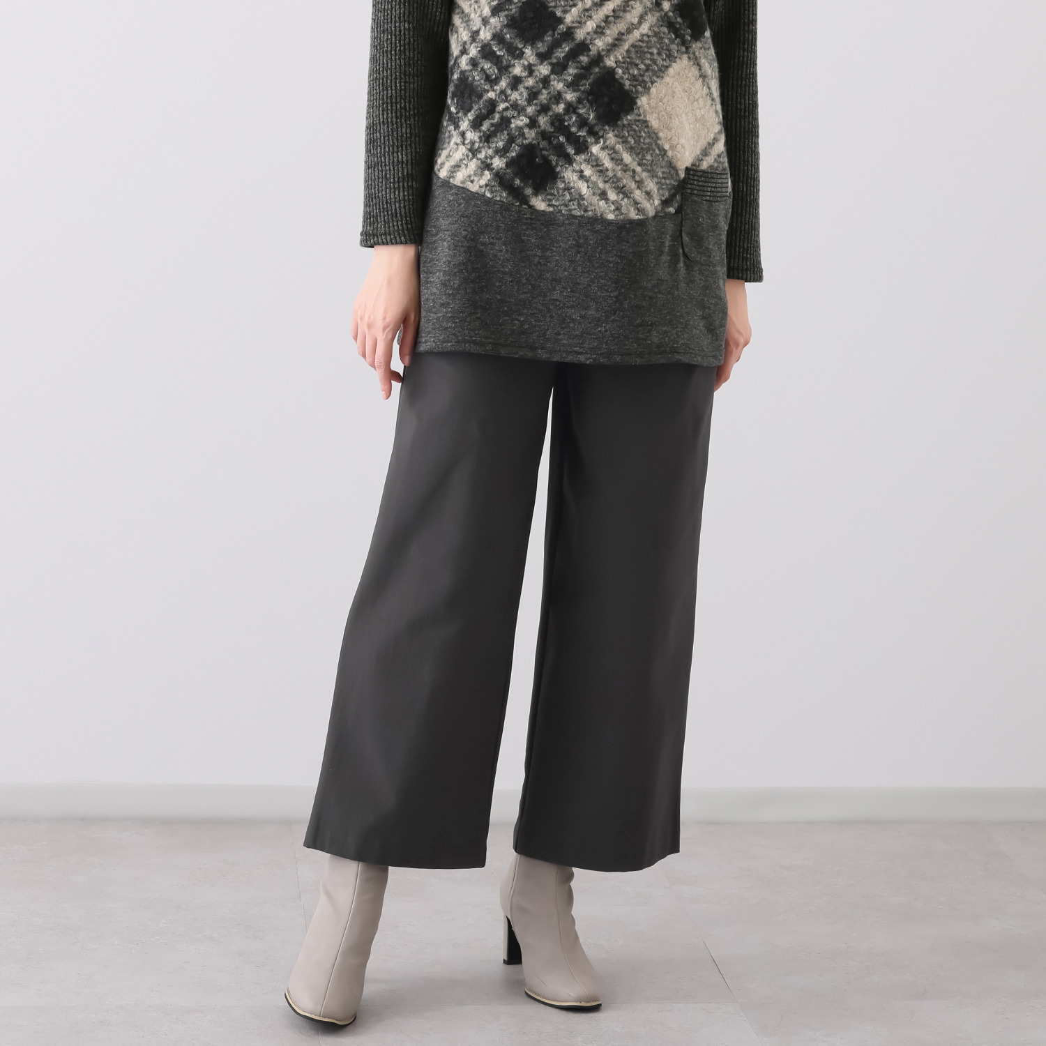 ダジュール 裏起毛 ワイドパンツ