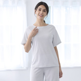 丸福ガーゼ 吸水速乾・抗菌防臭 綿モダール混 半袖トップス