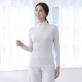 丸福ガーゼ 吸水速乾・抗菌防臭 綿モダール混 ハイネック 長袖インナー