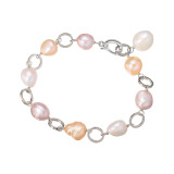 ペレフェリーク 淡水パール ブロッサムマルチカラー メタリック ステーションブレスレット
