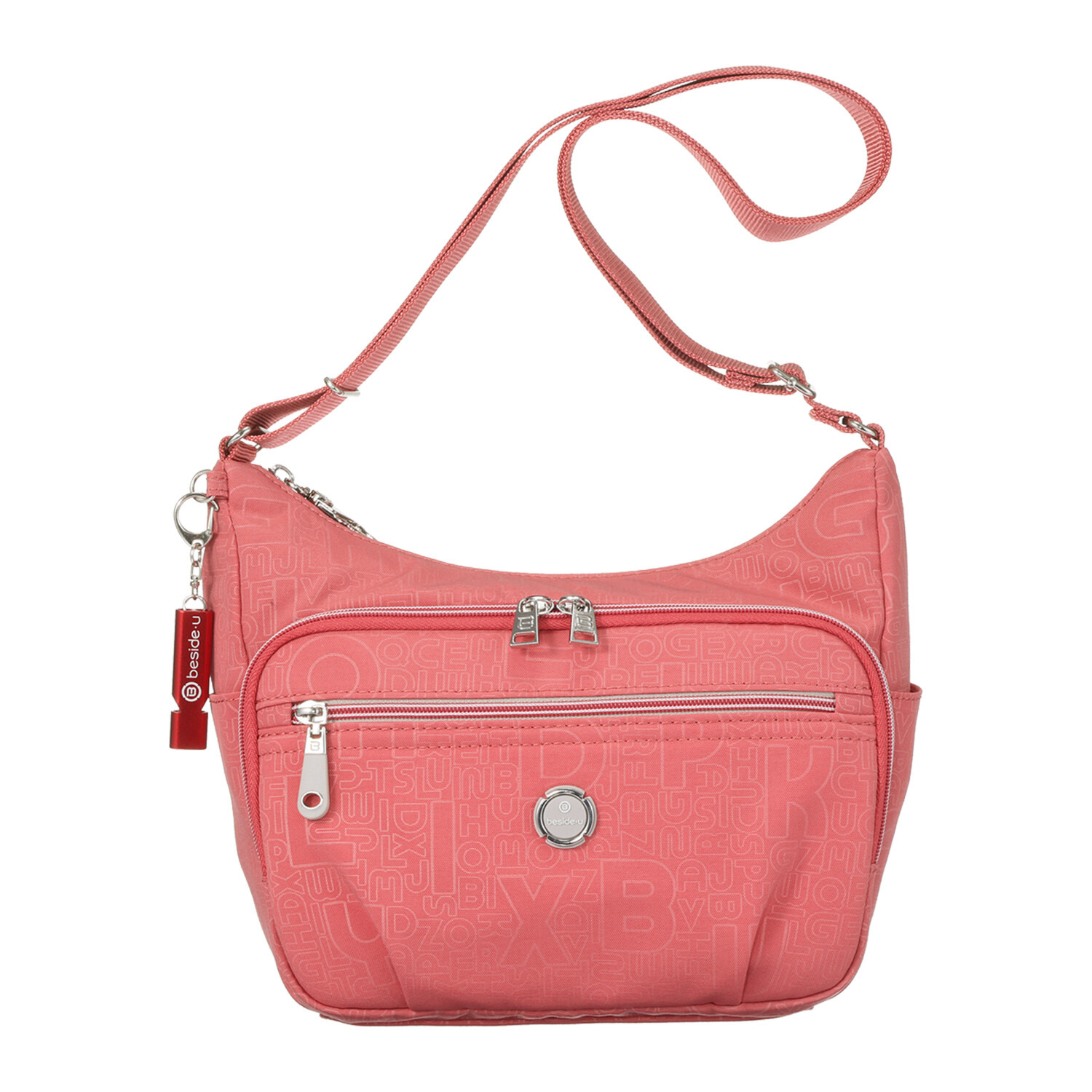 ビサイユ はっ水 アルファベット柄プリント 舟形ショルダーバッグ