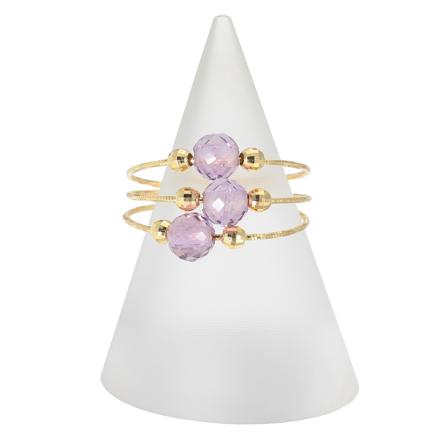 アルテッロ １８Ｋ アメシスト＆ ミラーボール フレキシブルリング