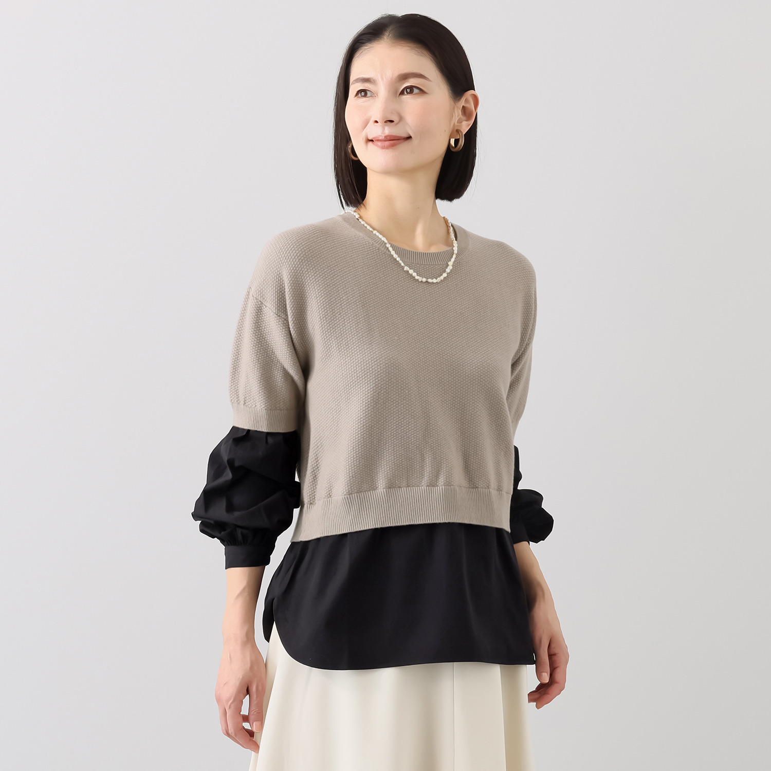 ラ　ヴァーグ　デトワール 華やかに コーディネイトが決まる デイリーにも活躍！ レイヤードデザイン ニットプルオーバー