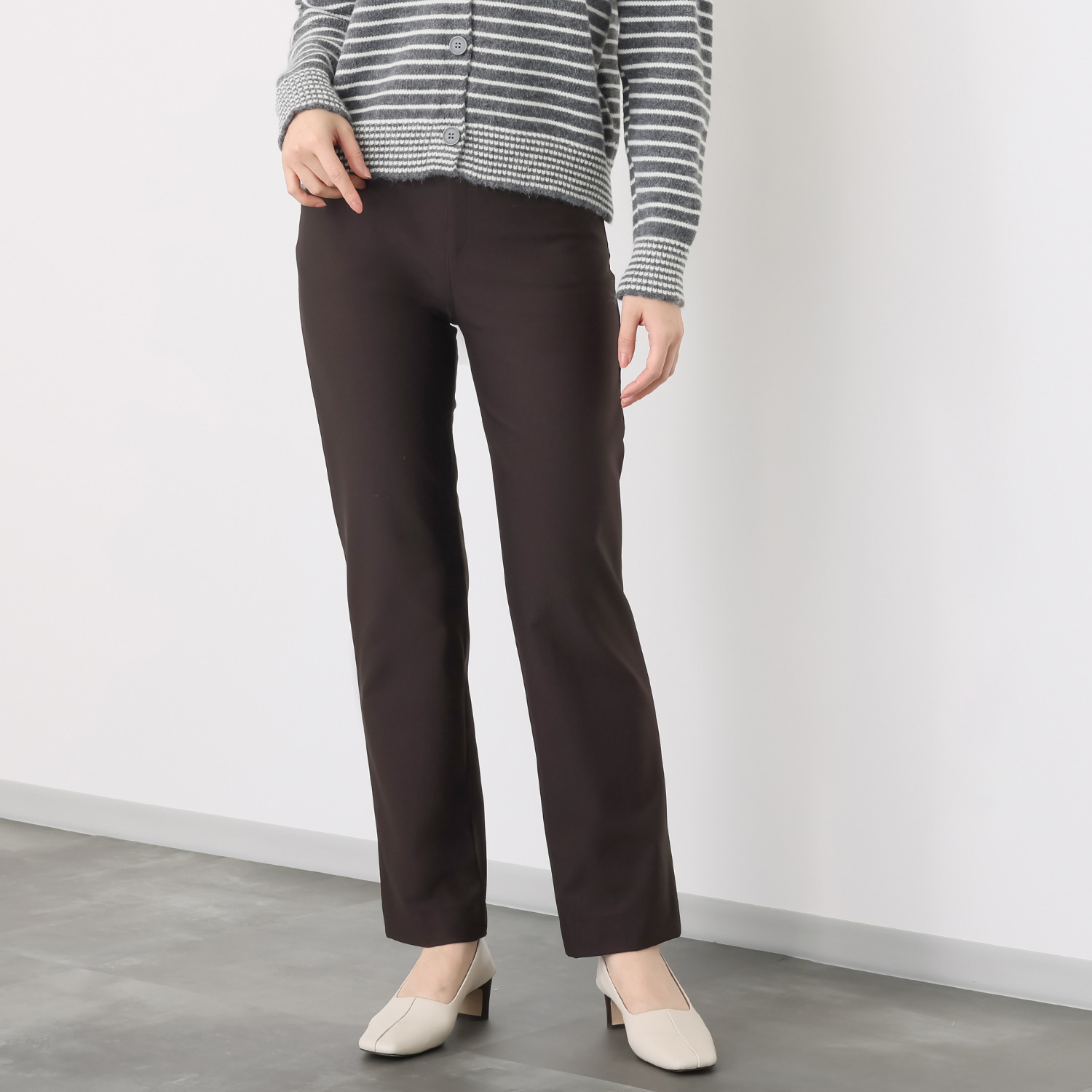 ダジュール 裏起毛 ストレートパンツ