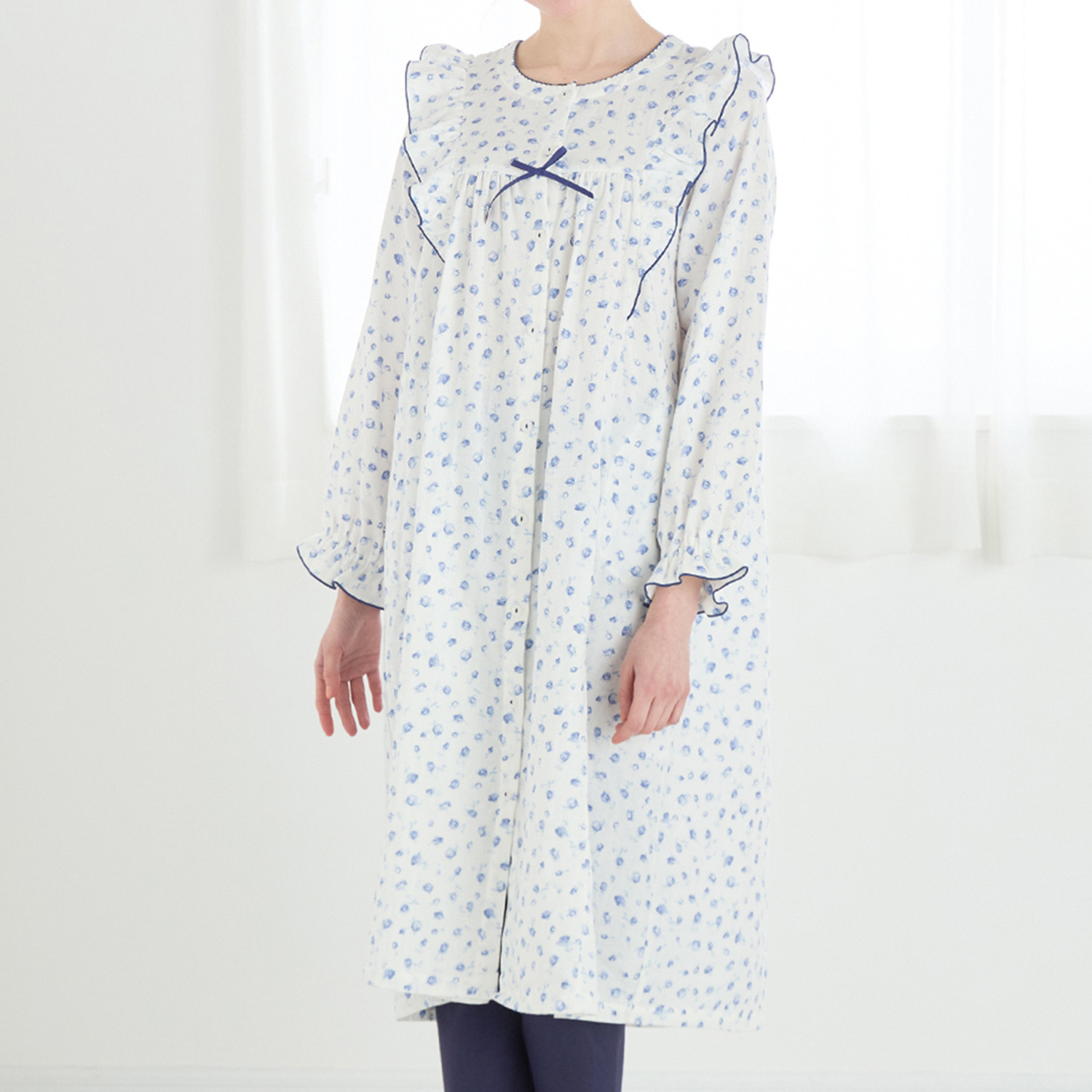 ナルエー コットン１００％ ダブルガーゼ プチローズワンピース