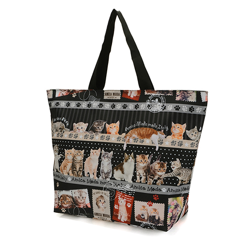 ラルジュ キャットスタンプボーダー ビッグトートバッグ