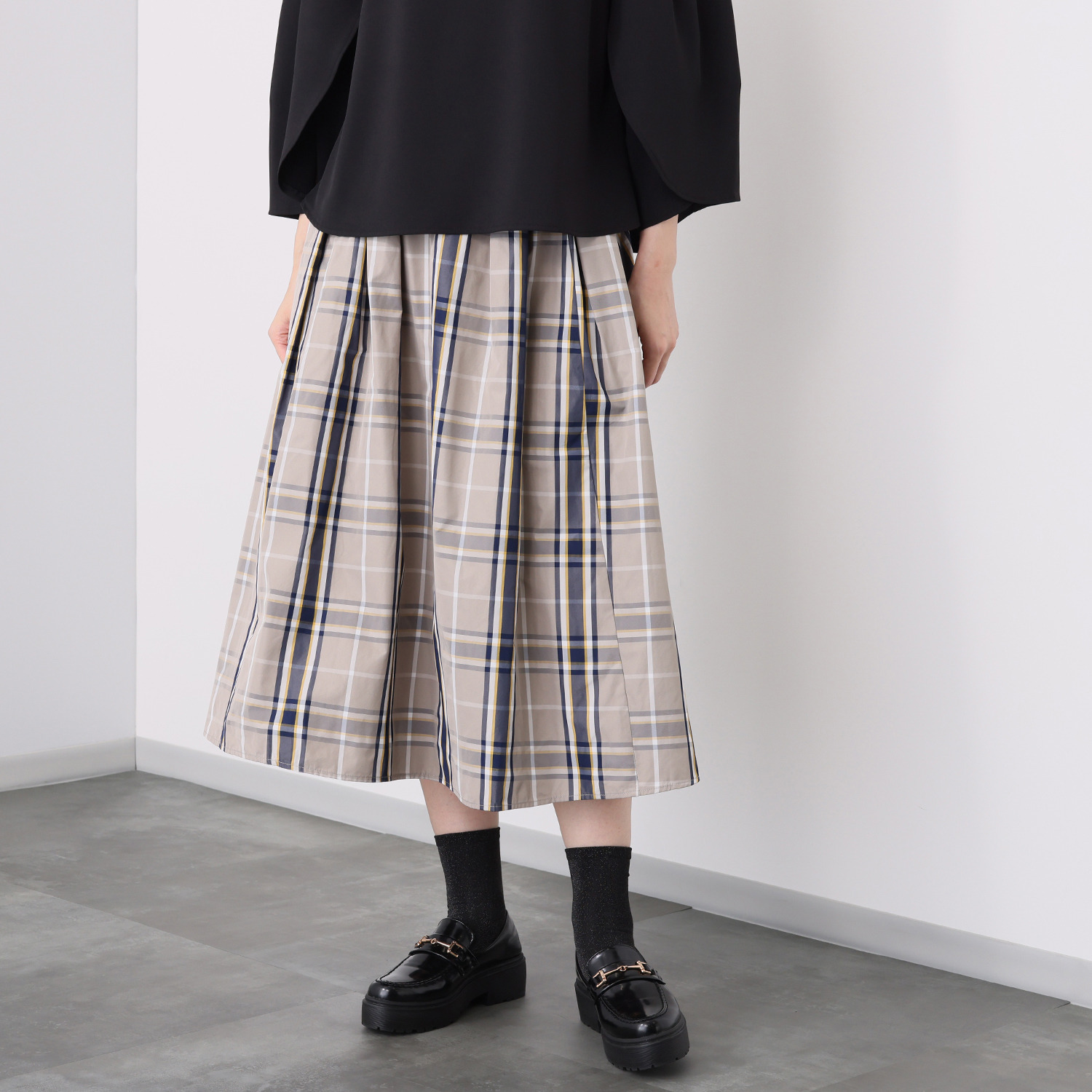 スタイル・ラヴィー ウエストゴム メモリー チェックスカート