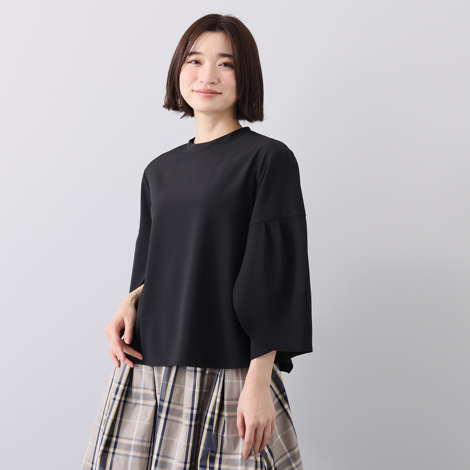 スタイル・ラヴィー スリーブアクセント ストレッチ プルオーバー