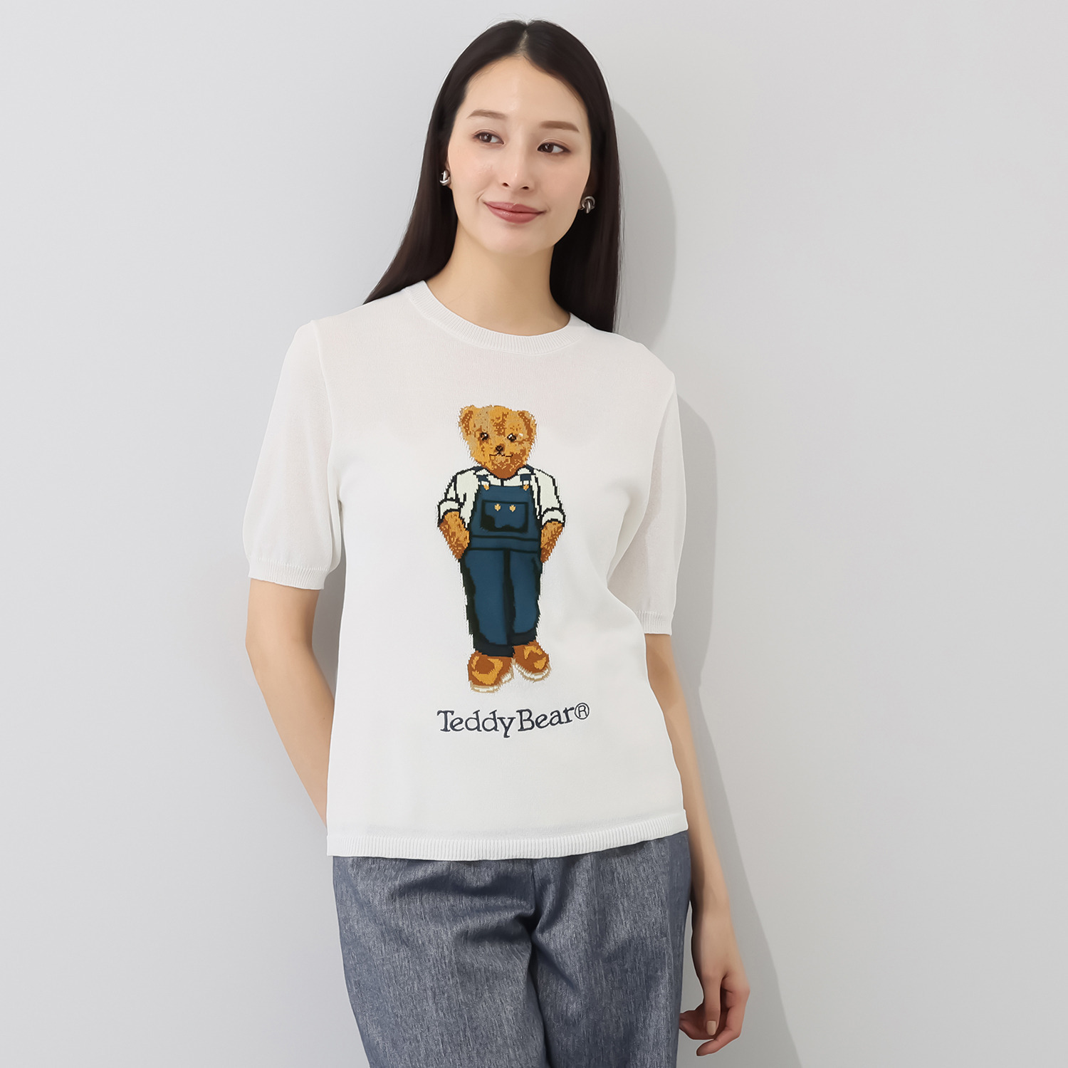 テディベア ジャガードニット 半袖プルオーバー