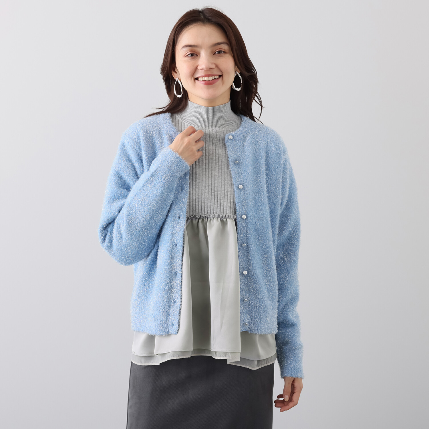 エピデミーク ラメシャギー ニットカーディガン