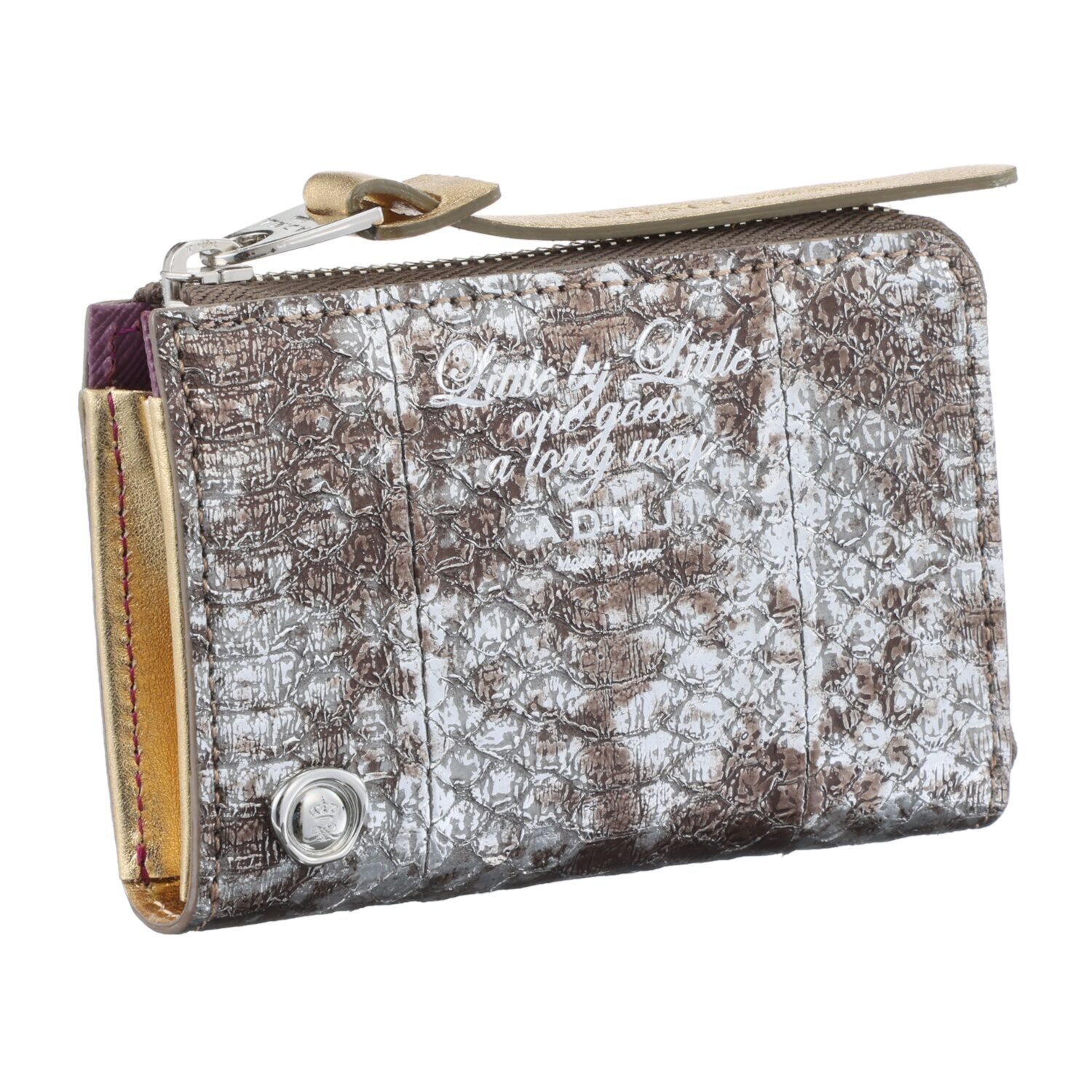 エーディーエムジェイ スネークレザー キーホルダー付 ミニウォレット