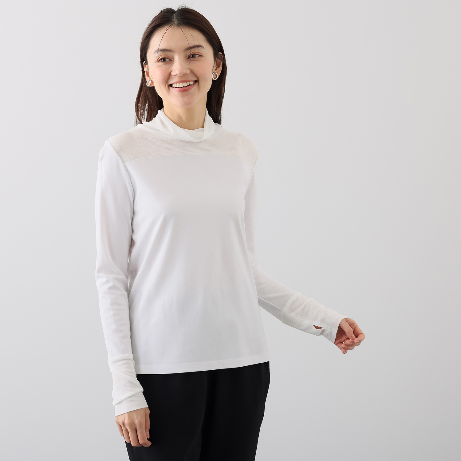 ゼラールスポーツ ソフトチュール コンビデザイン ハイネックプルオーバー