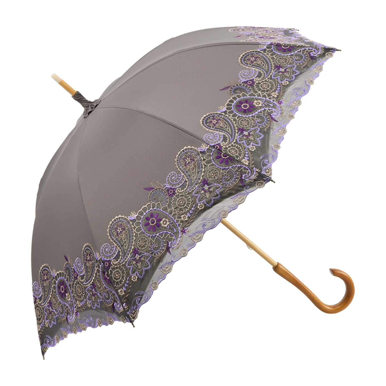 シノワズリーモダン 女優日傘 更紗ペイズリー カットワーク刺しゅう