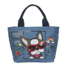 ダジュール ドッグ刺しゅう デニムバッグ