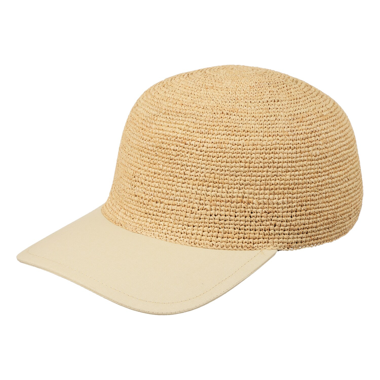 ジョナータ ラフィア ファブリックブリム 手編みキャップ