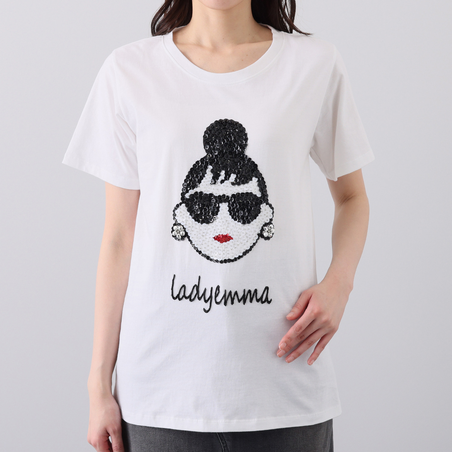 ハッピーフェイス レディーエマ スパンコールTシャツ- ショップチャンネル