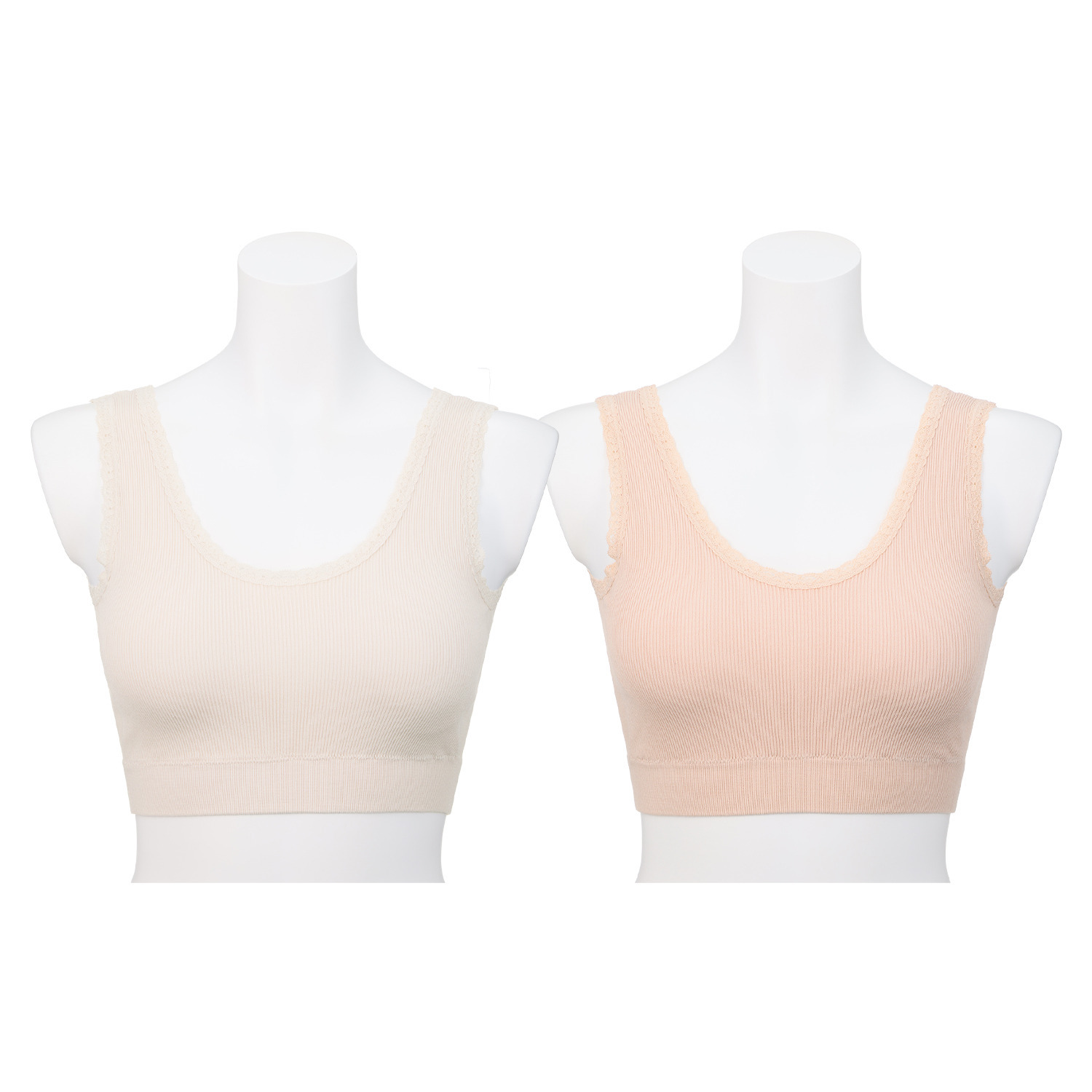 美人工房 抗菌防臭 なめらかモダール混 カップ付リブハーフトップ ２枚セット