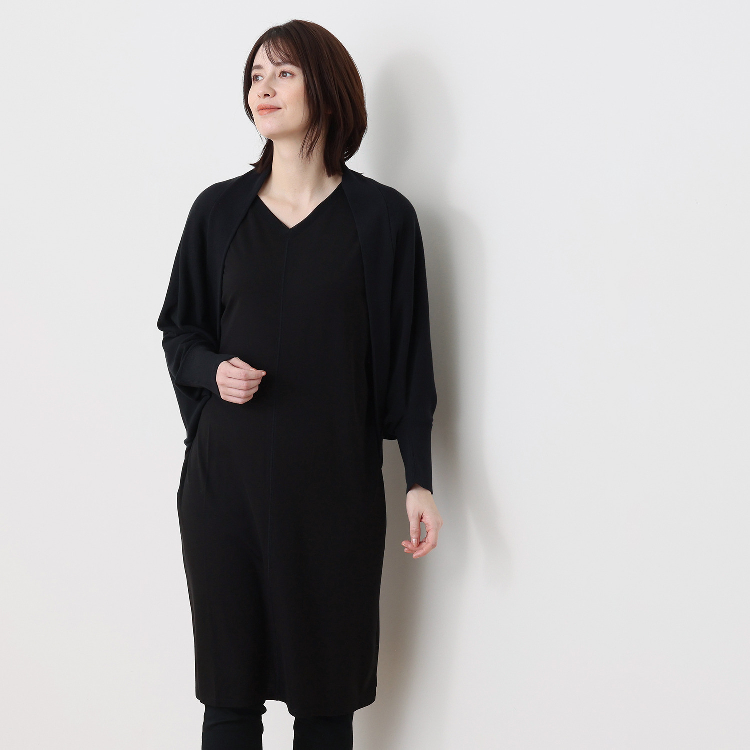 リラクラッシー さらりとした肌触り ドルマンカーディガン＆ ワンピース ２点セット