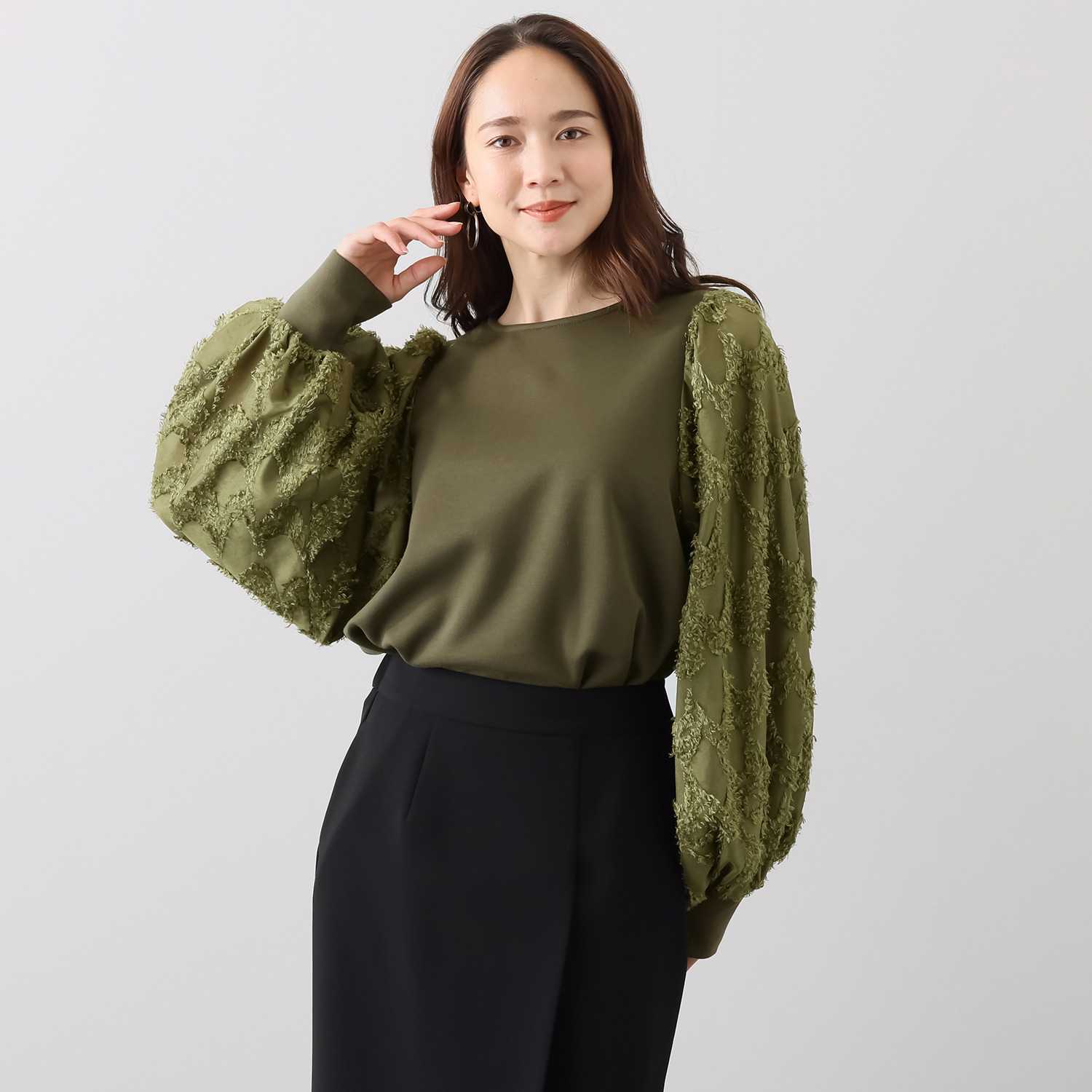 ダジュール パフスリーブデザイン チュニックプルオーバー