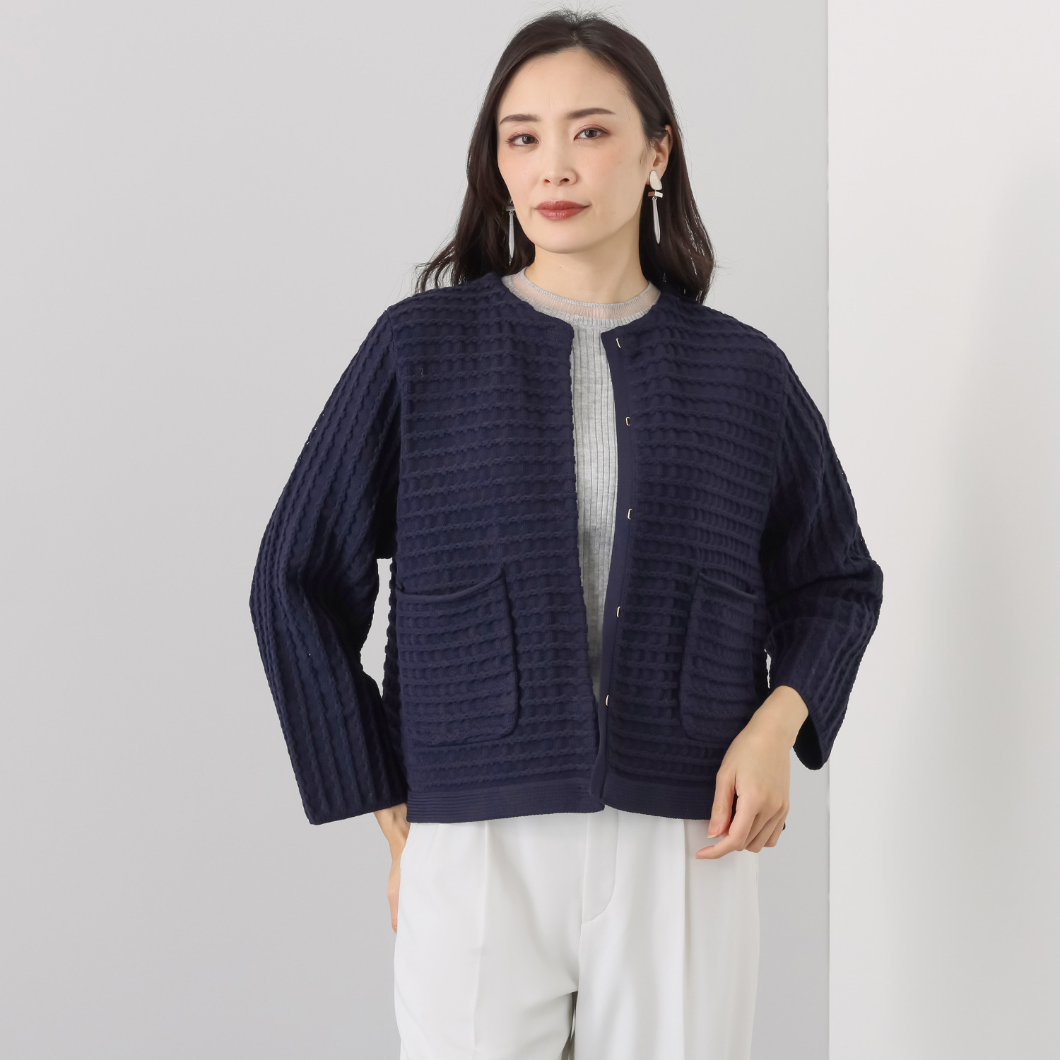 エピデミーク 地柄ニットブルゾン