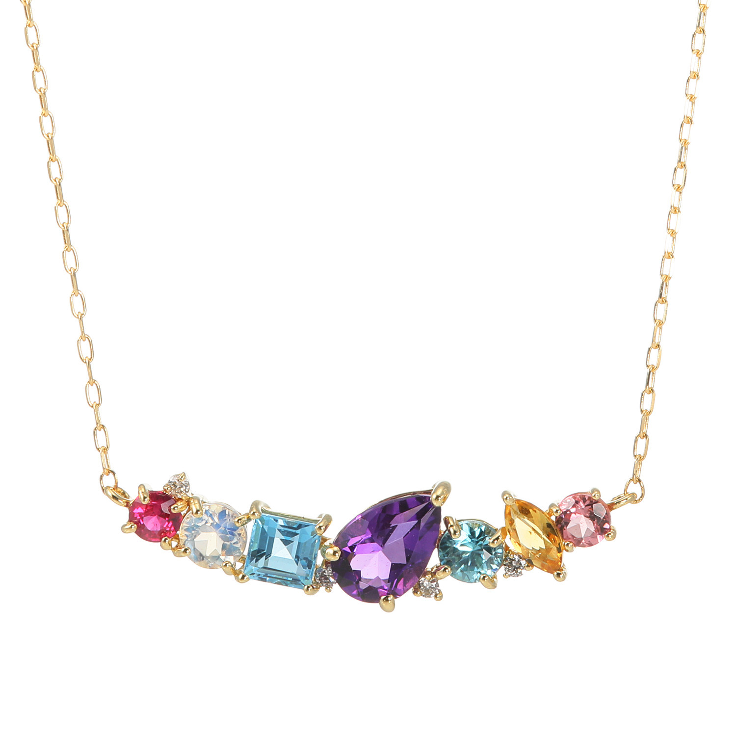 カレイドスコピオ 18K セブンカラーマルチジェム ネックレス 