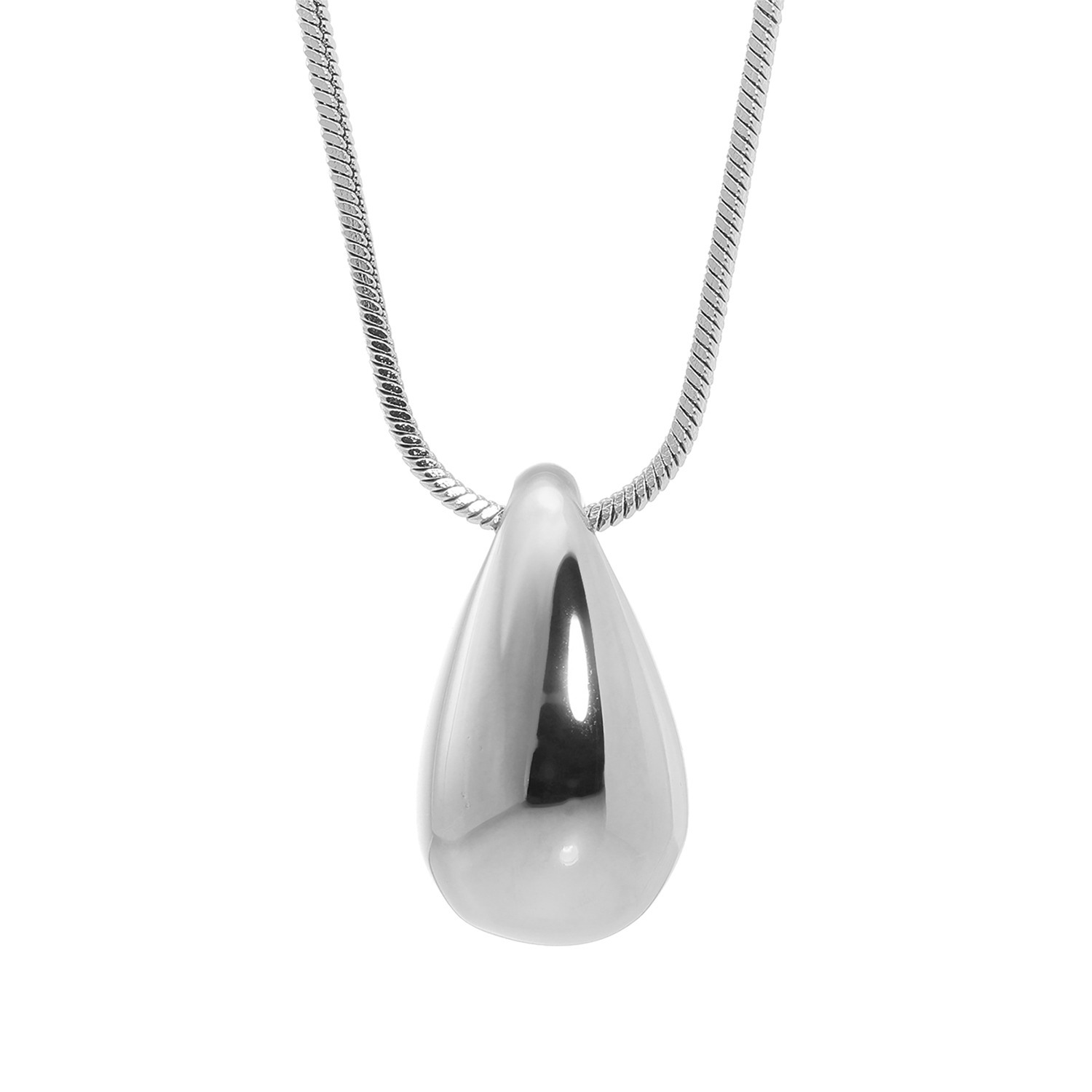 ラフィナリスタ サージカルステンレス ドロップモティーフ スネークチェーン ロングペンダント