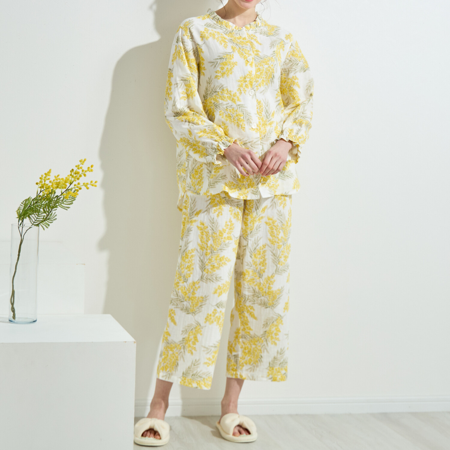 ナルエー コットン１００％ ダブルガーゼ ミモザパジャマ