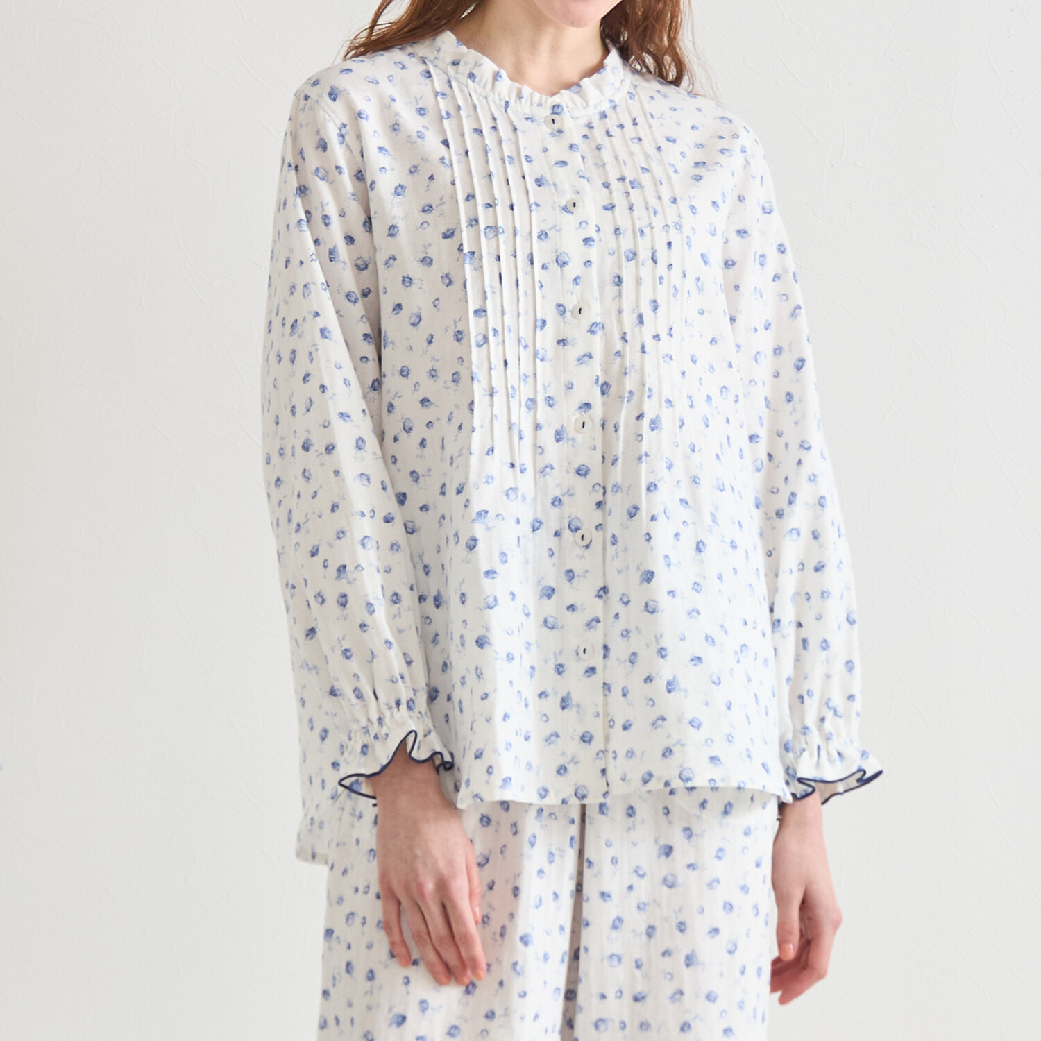 ナルエー コットン１００％ ダブルガーゼ プチローズパジャマ