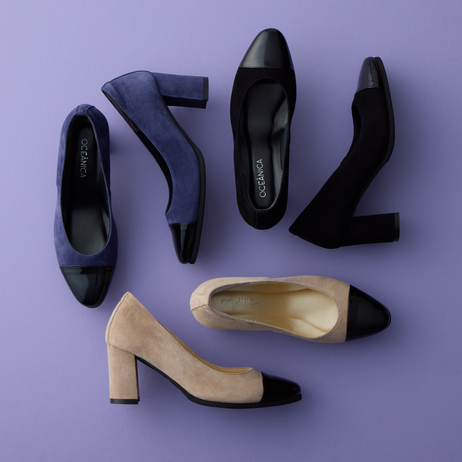 オセアニカ ＜日本製＞シープレザー トゥキャップ風 ヒールパンプス