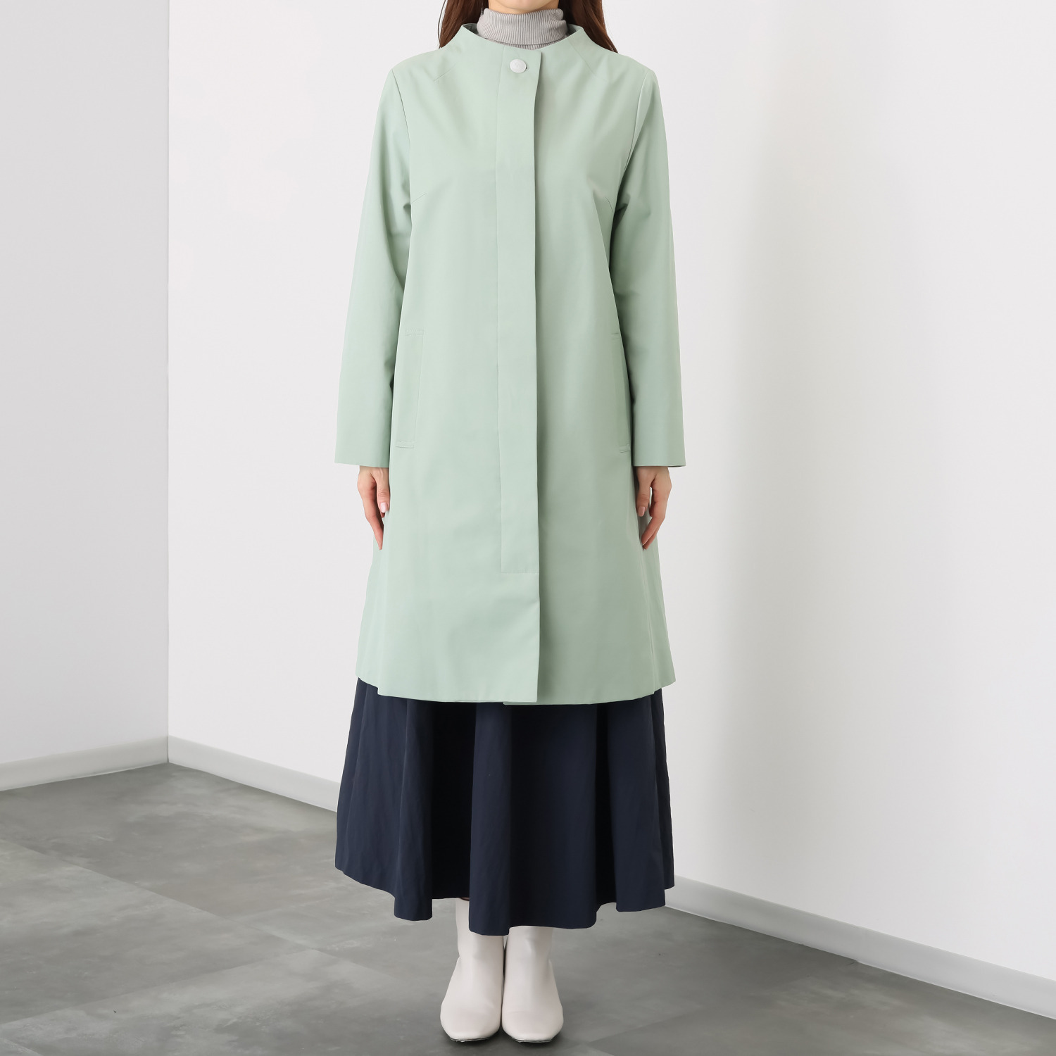 プララパ はっ水 コットン混ツイル ボトルネックコート