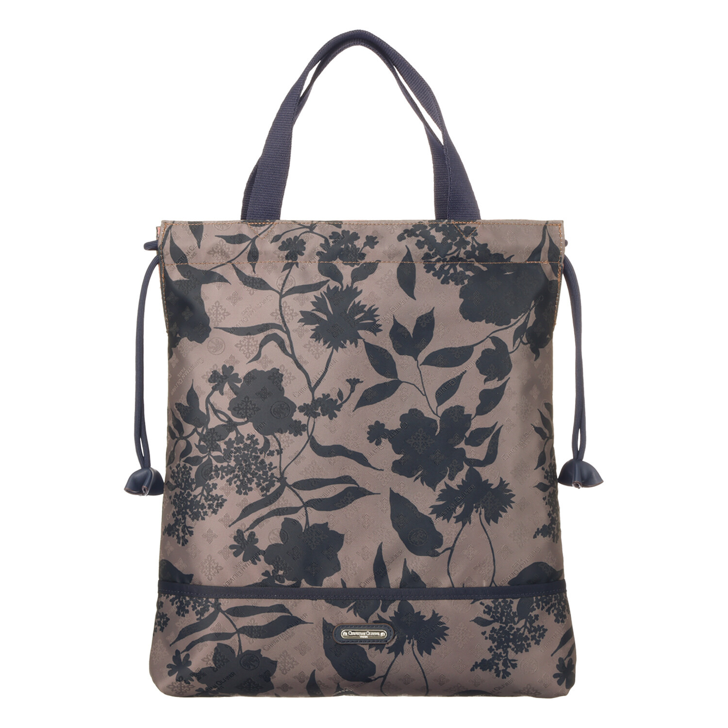 クリスチャン　オリビエ はっ水ジャガード フラワープリント 巾着トートバッグ