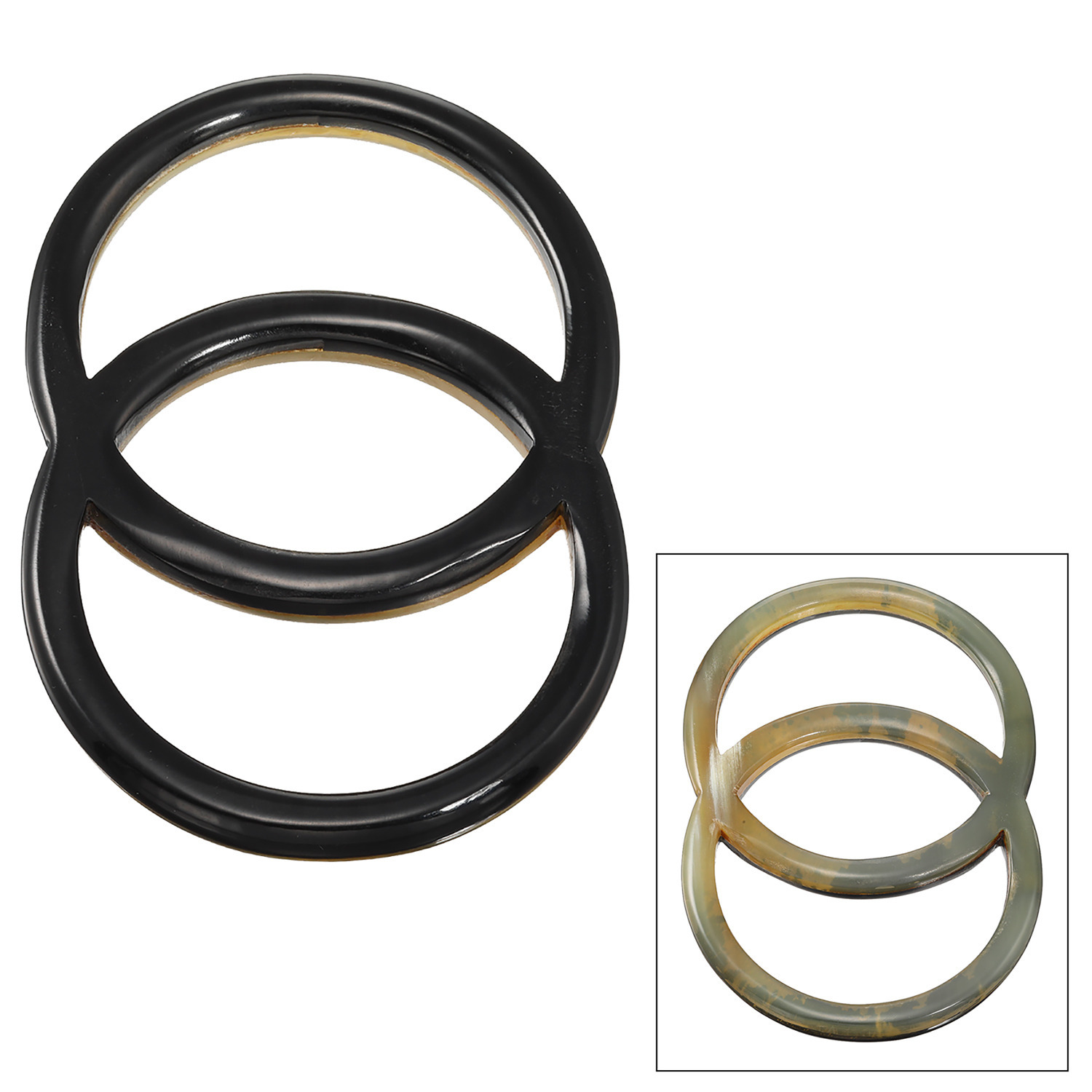 マダムヒロコ 水牛 バイカラー リバーシブル スカーフリング “ボンリアン”