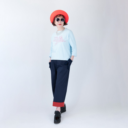 エムジェイアール　バイ マチコ　ジント　ロンドン コットン１００％ オリジナルトワレ柄 グラフィックプリント ジャージープルオーバー