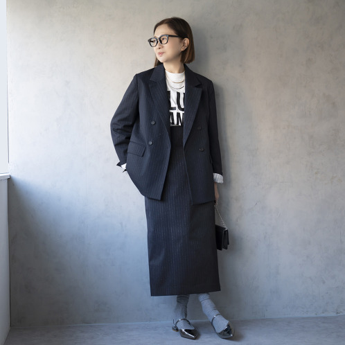 イロプライム ラメストライプ ナロースカート