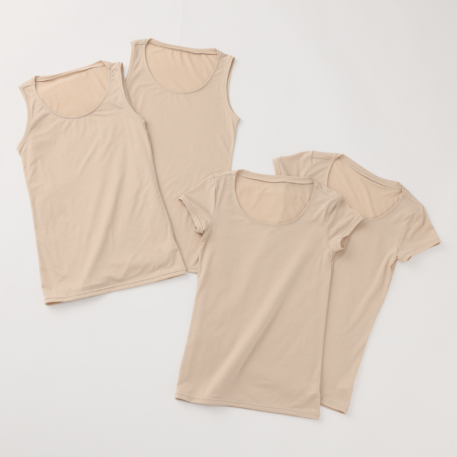 きれいバリア ヨゴレ対策　襟高デザイン タンクトップ＆ フレンチスリーブインナー 計４枚セット