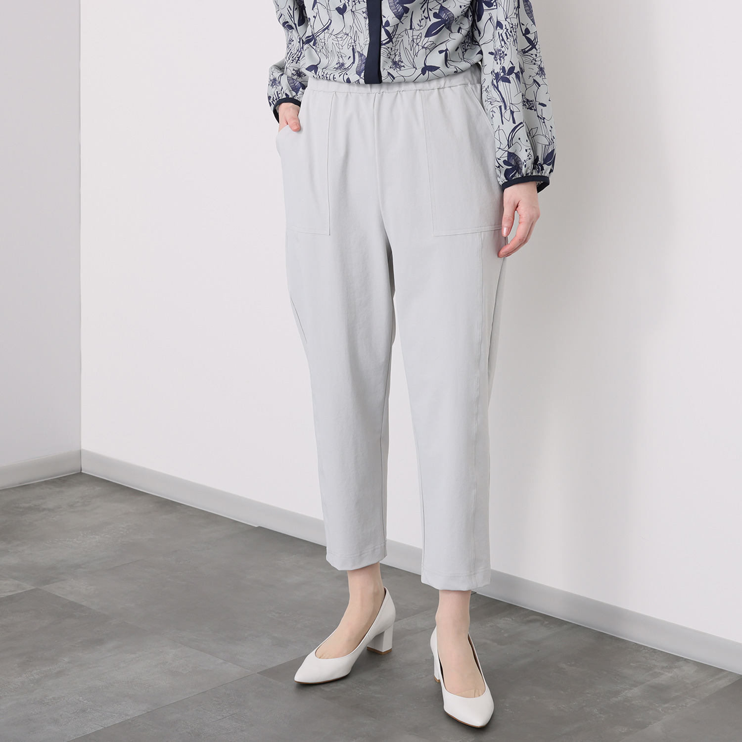 レ・ラリック コットンライク デザインパンツ