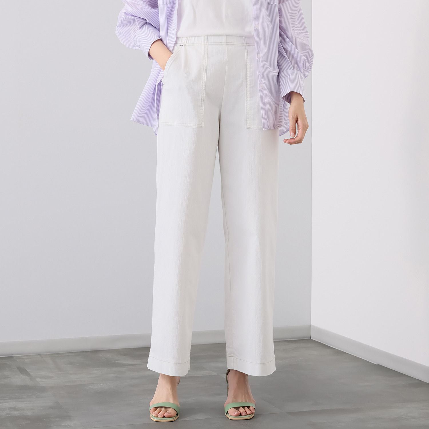 アトリエール ＵＶカット 綿混 ベイカーワイドパンツ