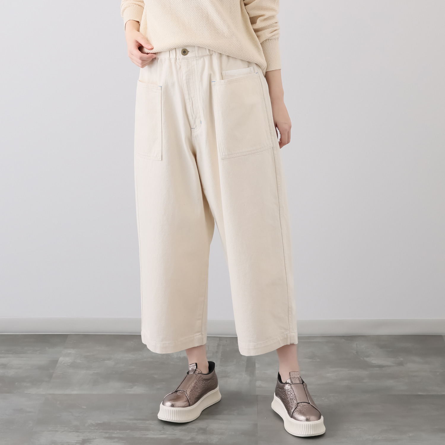 紺屋イチガントウキョウ ９．５オンス ナチュラルスラブ ルーズデニム ベイカーパンツ