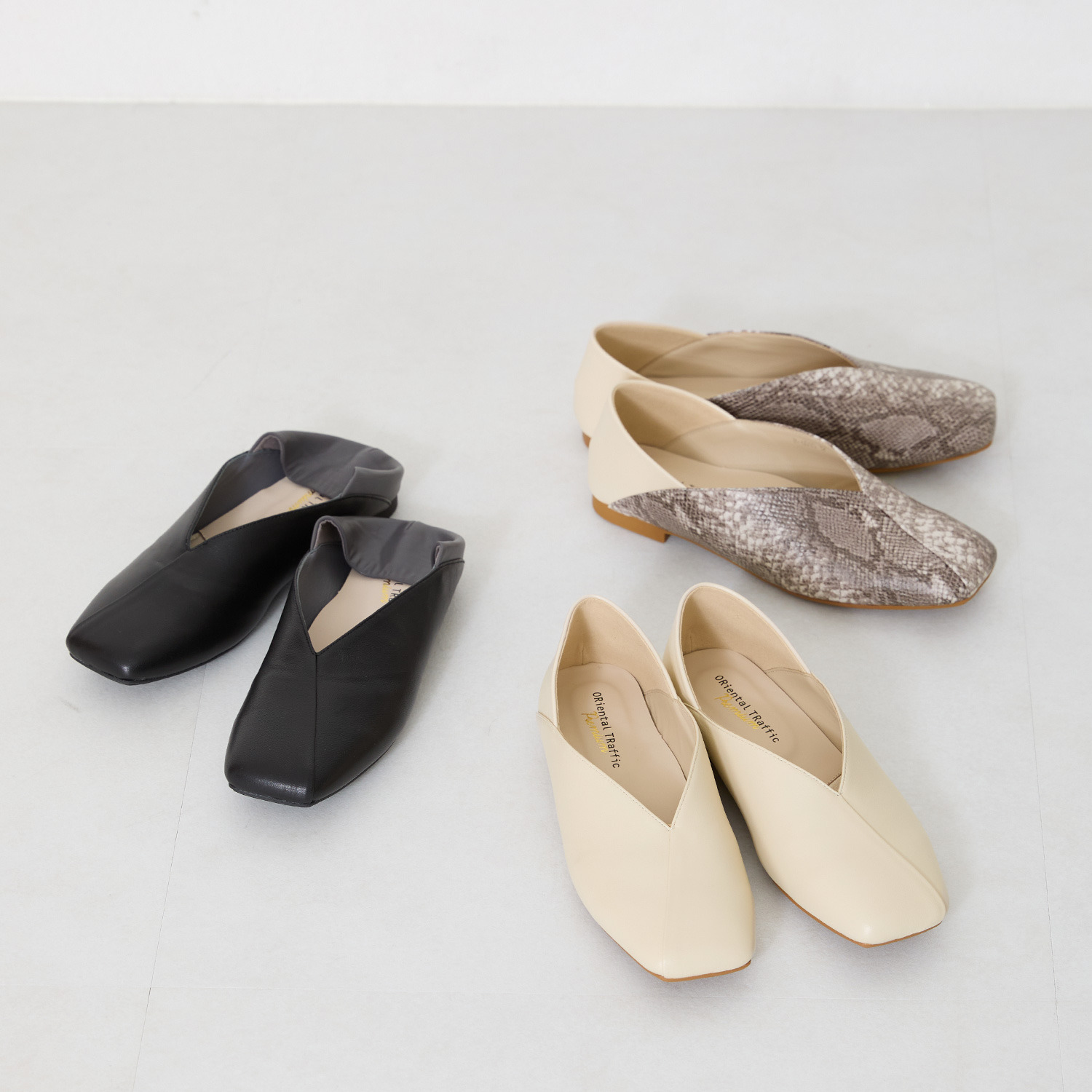 オリエンタルトラフィック プレミアム 跳べるパンプスシリーズ 本革バブーシュパンプス