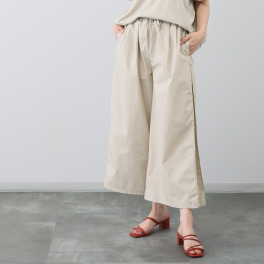 ヴィ・ドゥース ウエストゴムで楽ちん サイドボタン付 ワイドパンツ