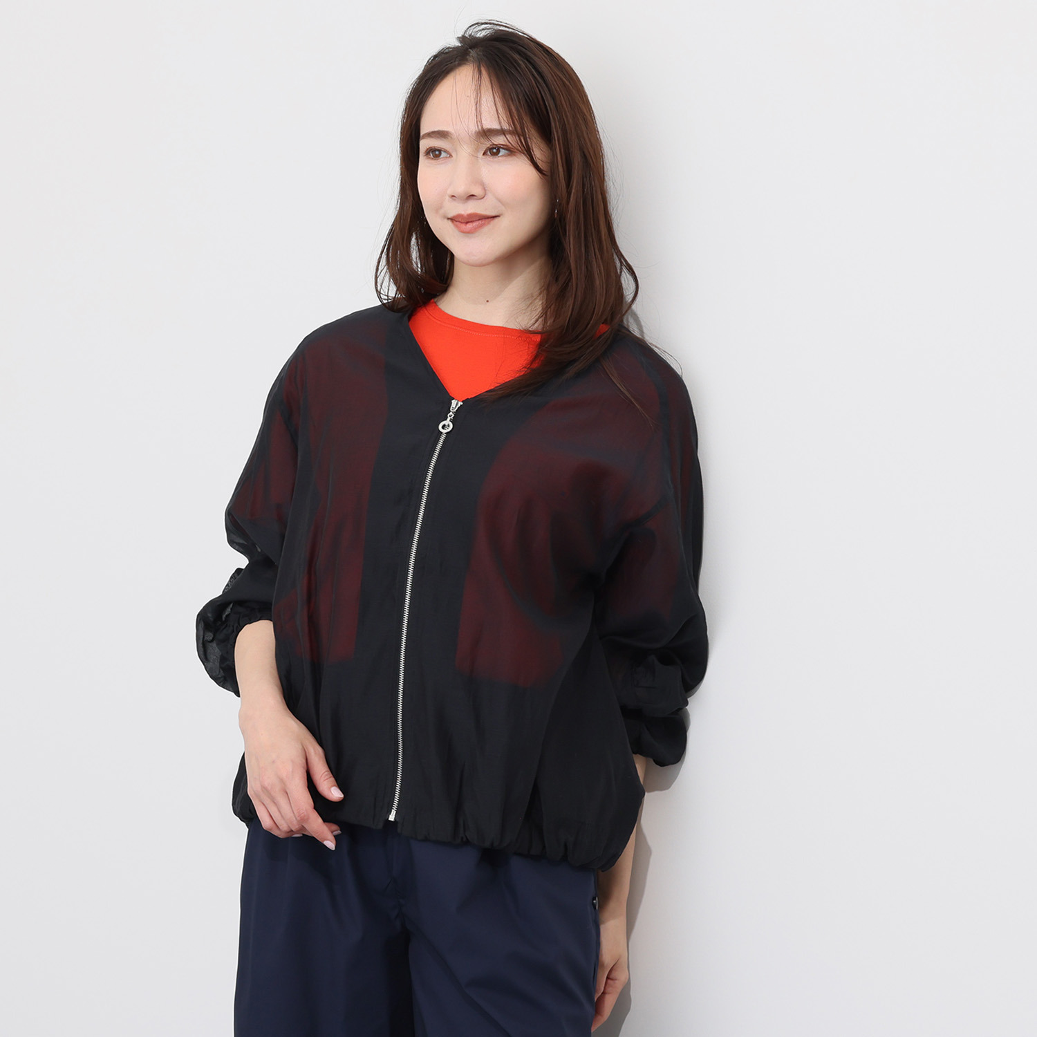 ヴィ・ドゥース コットンシルク オーガンジー ジップブルゾン