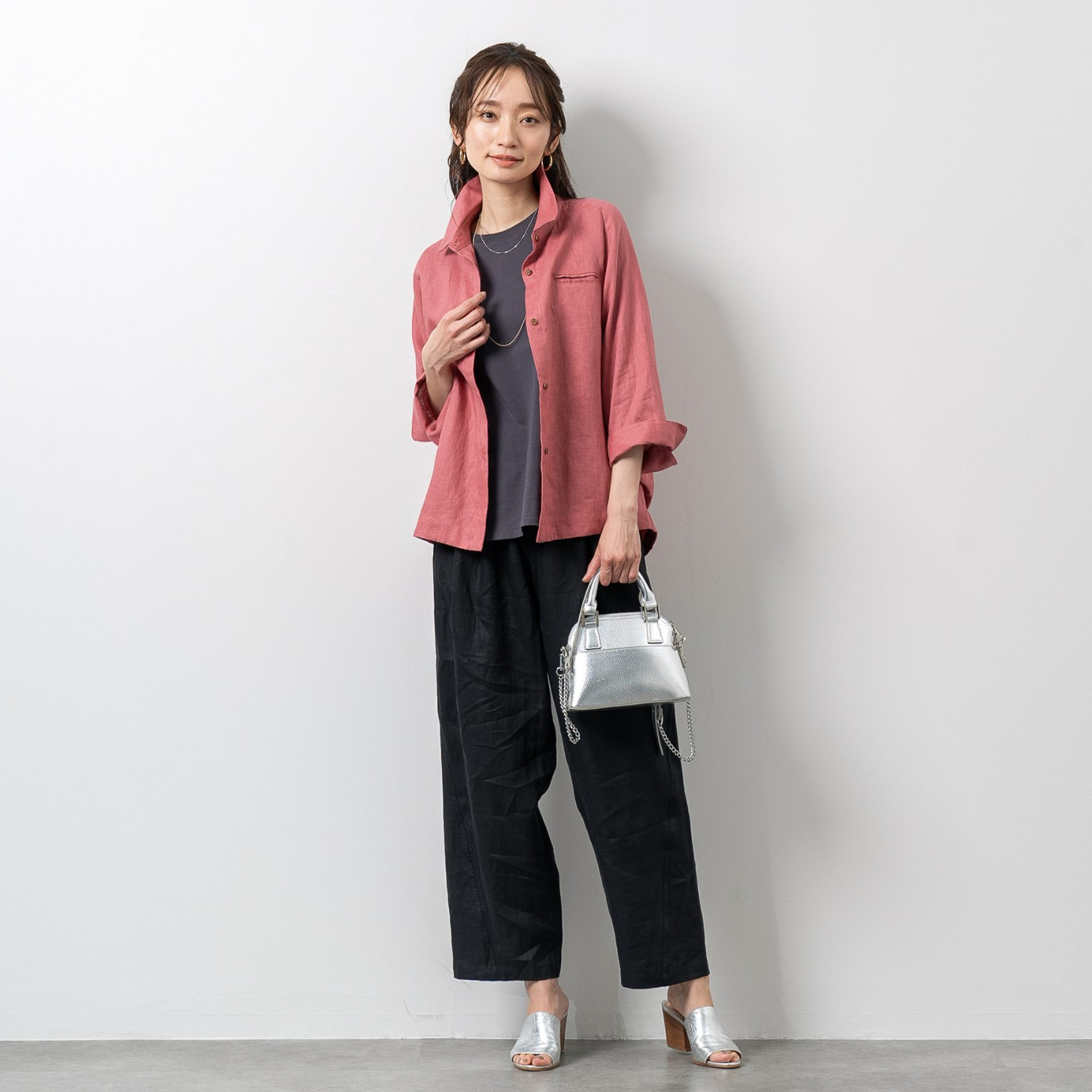 トップス popochan ゼラールスポーツ フレンチリネン100％ バックタックデザイン