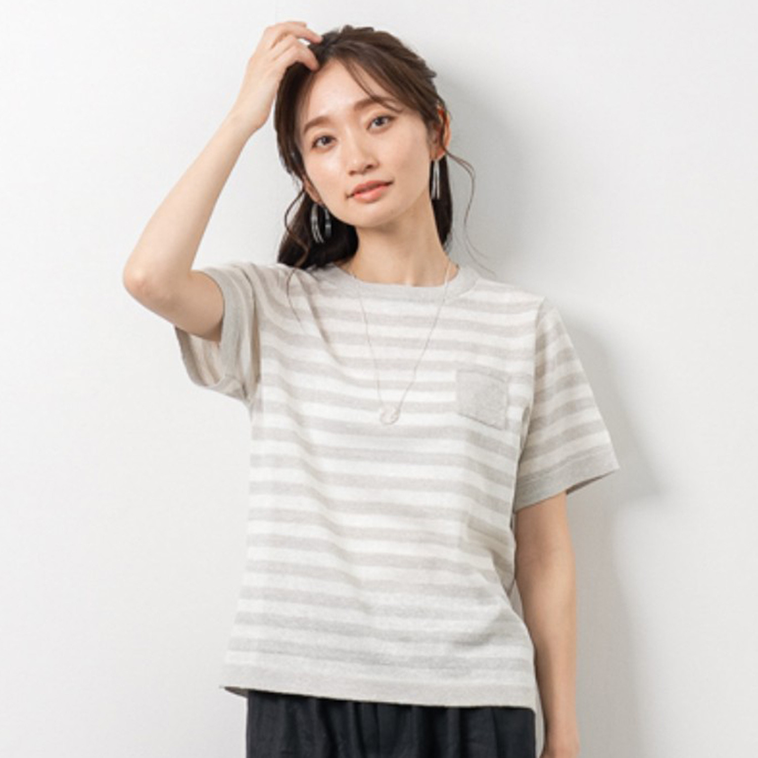 ゼラールスポーツ ウォッシャブル フレンチリネン混 プレーティング天竺 ニットＴシャツ