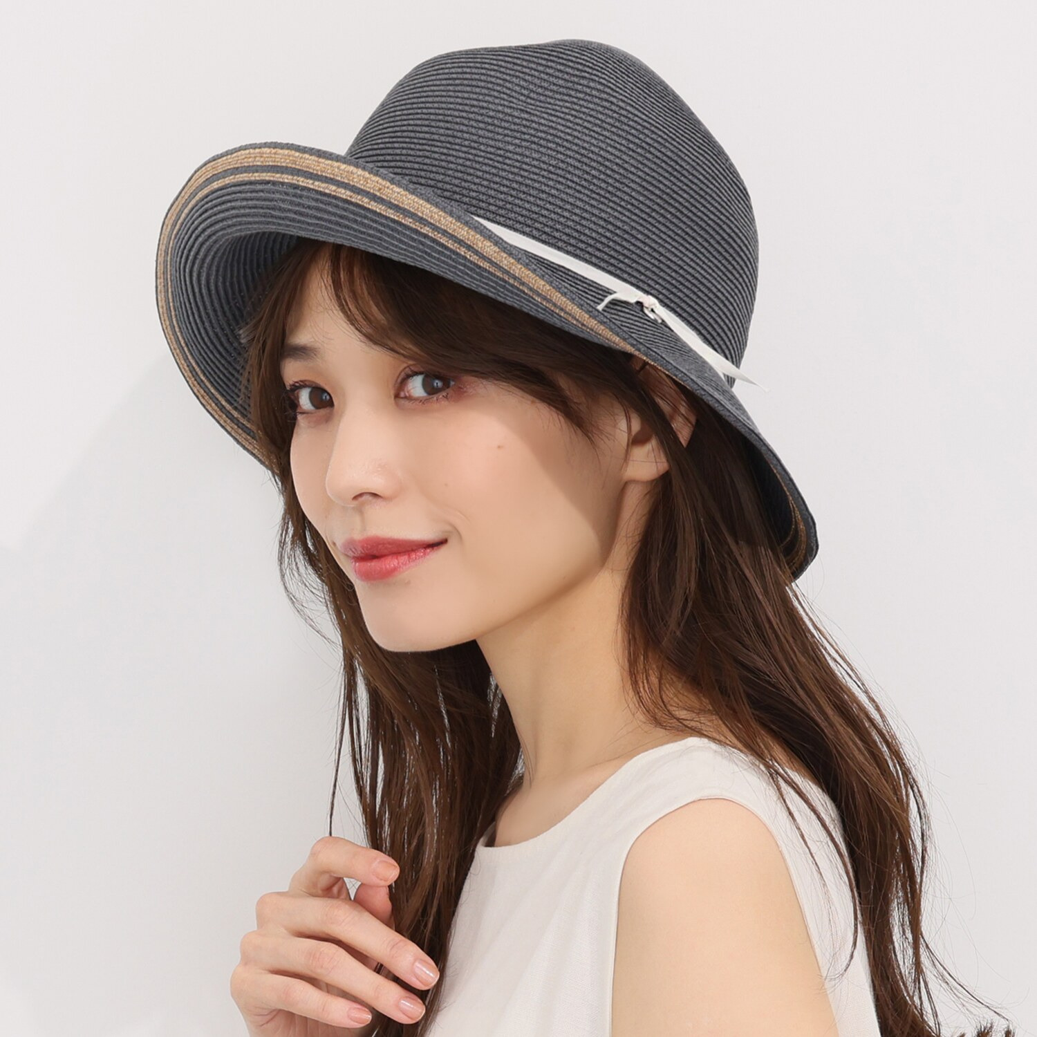 アウレリア 日本製・ＵＶカット つば裏ラインアクセント ブレードバケットハット