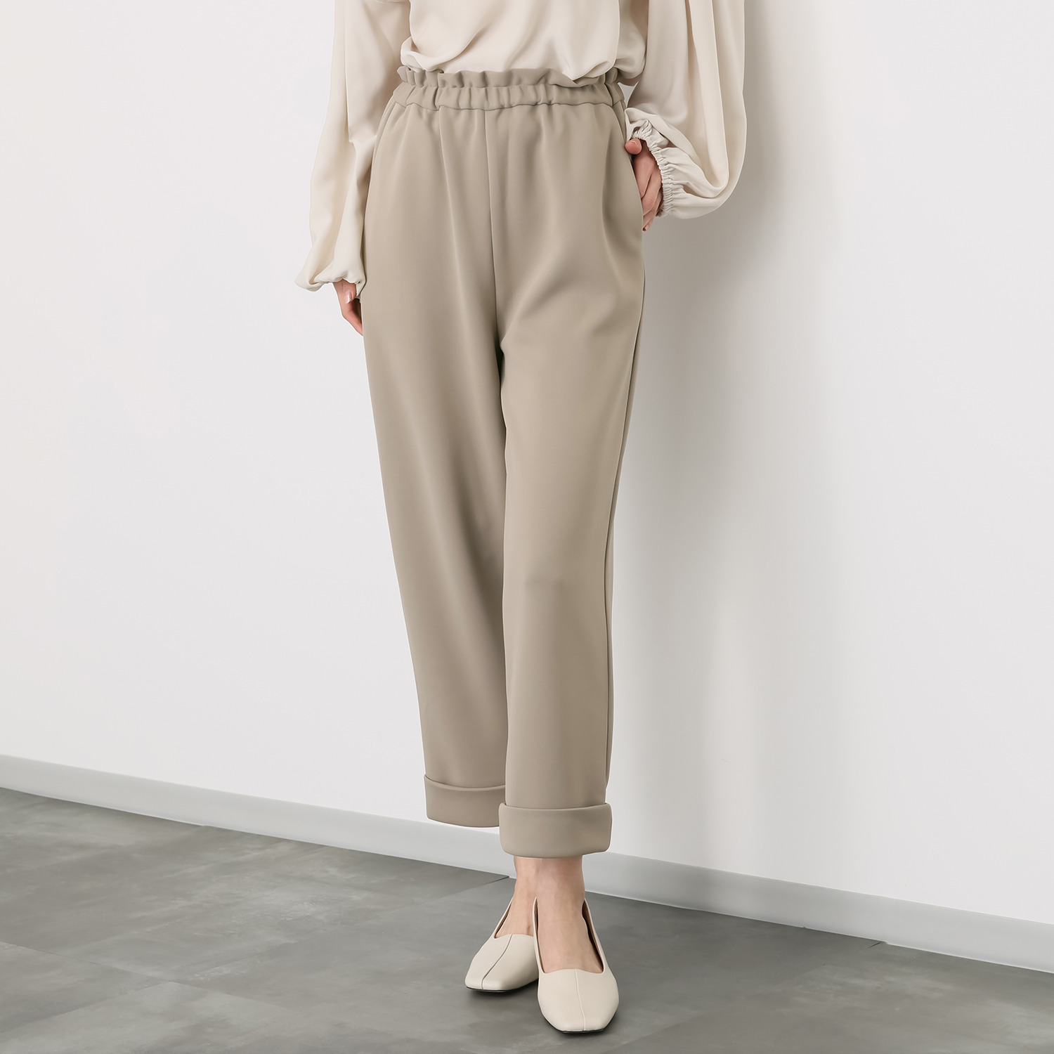 リルアンドリリー ハイストレッチ ダブルニットパンツ