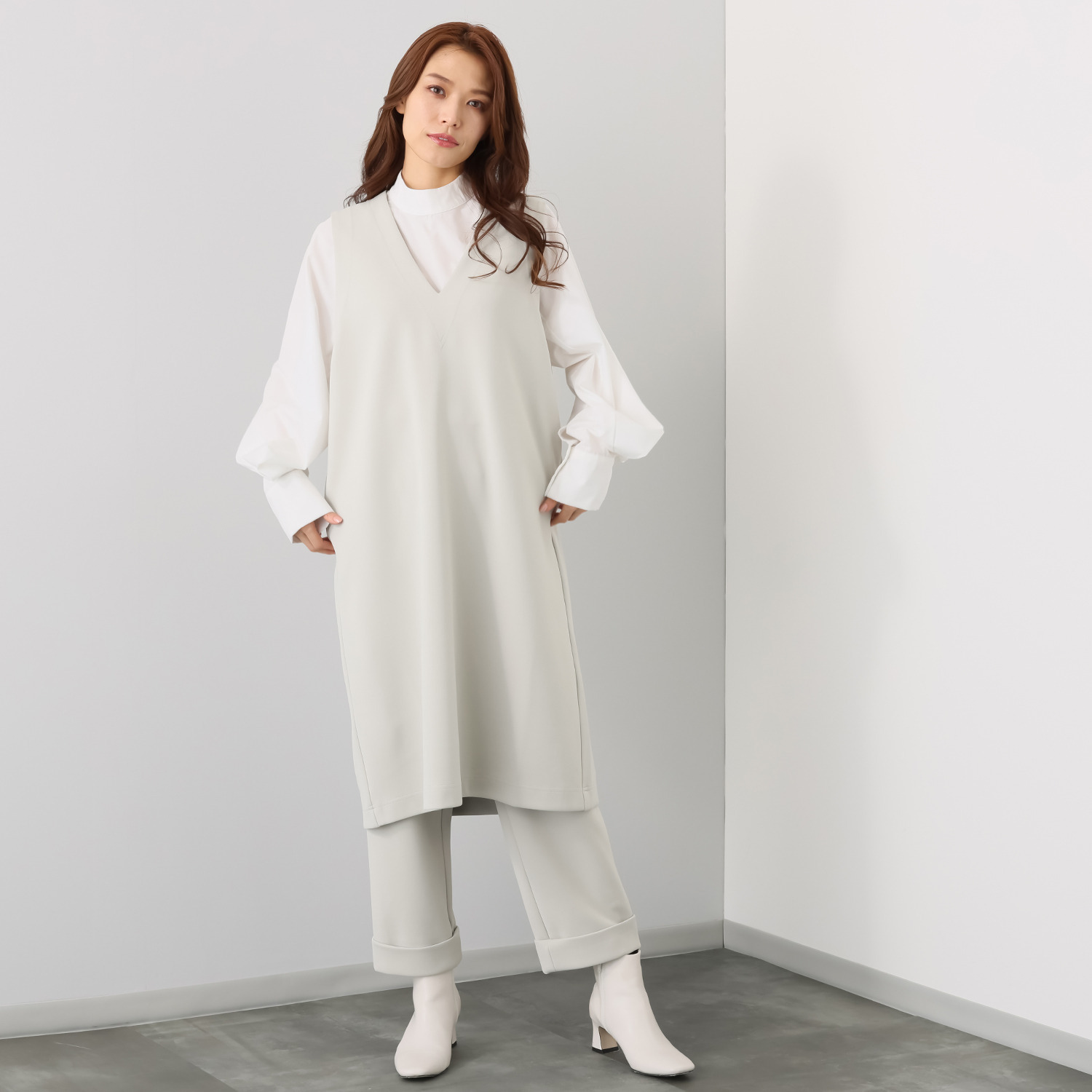 リルアンドリリー ハイストレッチ ジャンパースカート