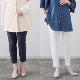 ピーツー 変形格子ジャガード プレミアム アンクルパンツ＆ 醤油もコーヒーもはじく！ 耐久はっ水 スリムパンツセット